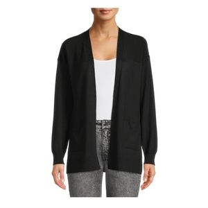 Time & Tru -XX-LARGE 20  - Black Open long sleeve black cardigan with pockets
